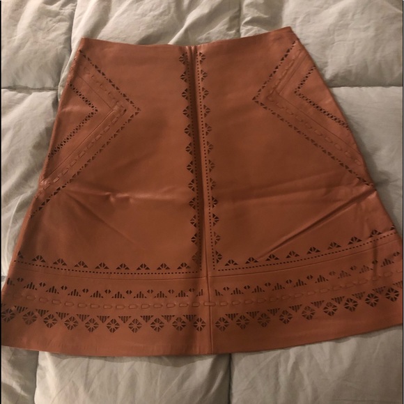 WHBM Laser Cut Leather A Line Skirt - Picture 2 of 8